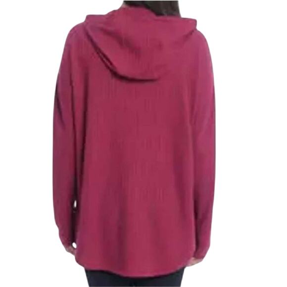 Chaser Womens Purple Drop Shoulders Waffle Hoodie Size Medium - Picture 2 of 8
